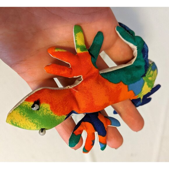 Vintage 1990s Sand Filled Geckos Toys Tie Dye Paperweight Stuffed Plush Animal - Picture 6 of 6